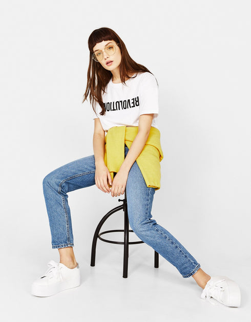 Cotton T-shirt with slogan